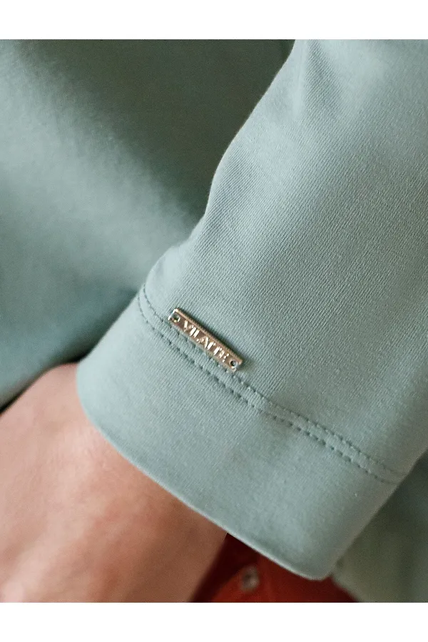 Лонгслив с принтом из премиального хлопка с эластаном VILATTE, св.оливковый_пейзаж - фото 2