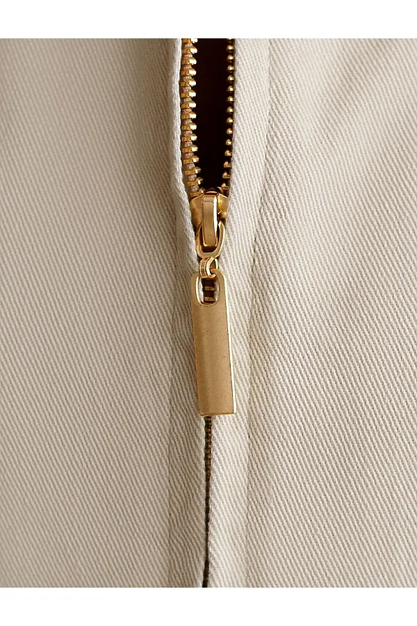 Джинсовый бомбер на молнии из эластичного денима средней плотности VILATTE, бежевый - фото 2