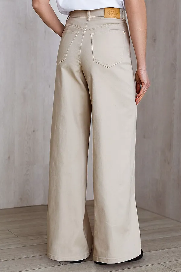 Джинсы трубы из эластичного денима средней плотности VILATTE, бежевый - фото 2