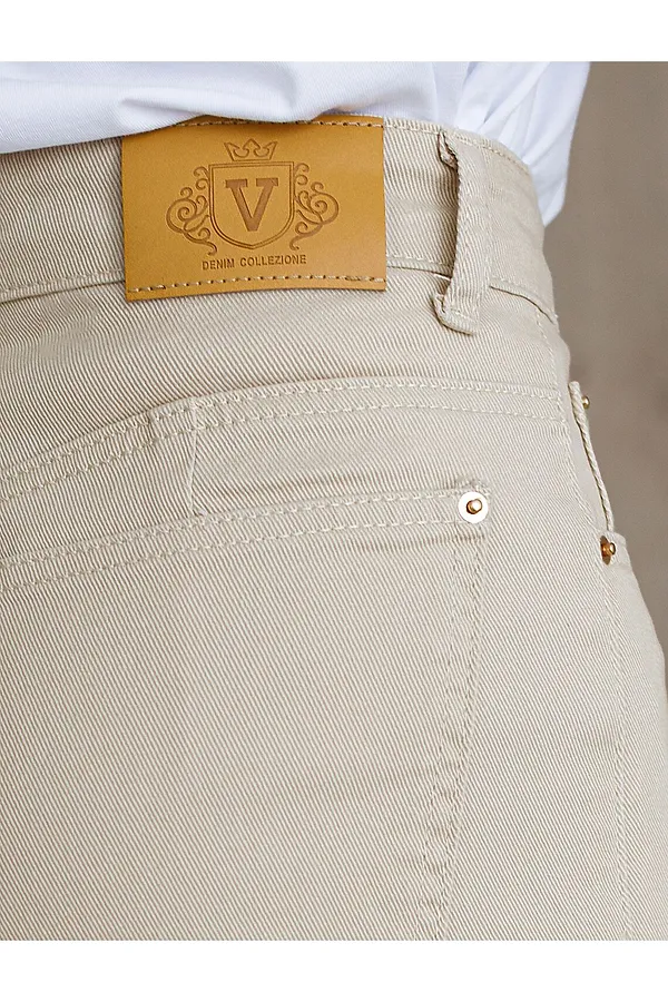 Джинсы трубы из эластичного денима средней плотности VILATTE, бежевый - фото 2