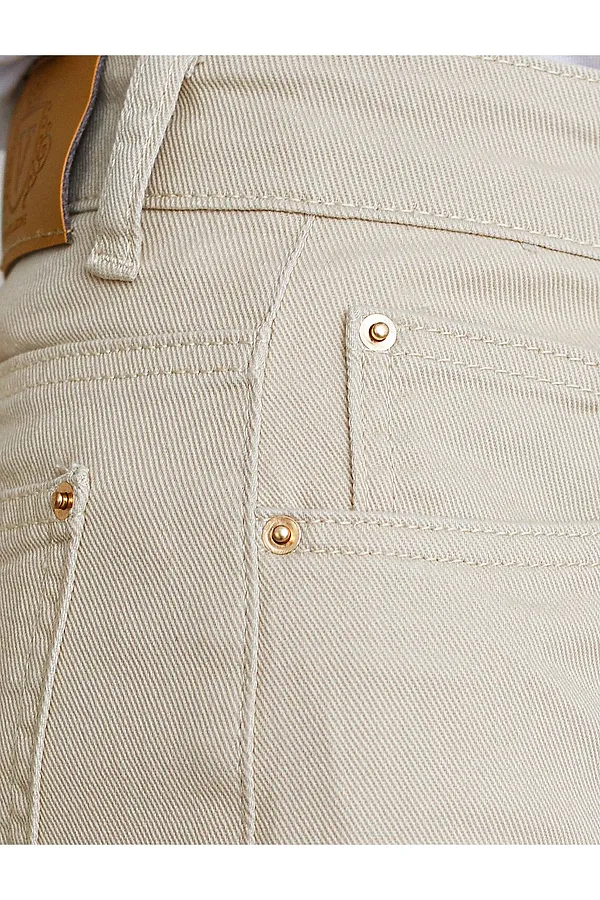 Джинсы трубы из эластичного денима средней плотности VILATTE, бежевый - фото 2