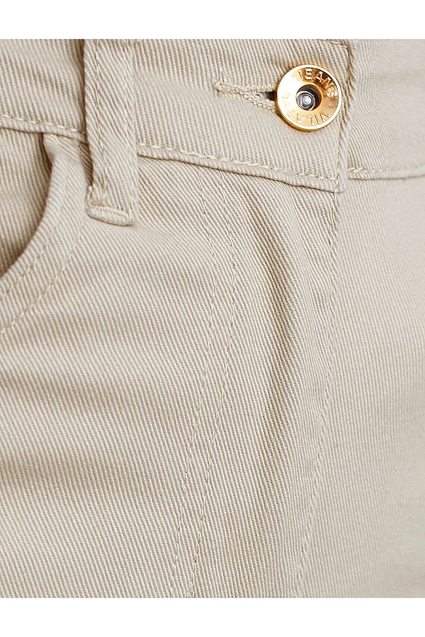 Джинсы трубы из эластичного денима средней плотности VILATTE, бежевый - фото 2