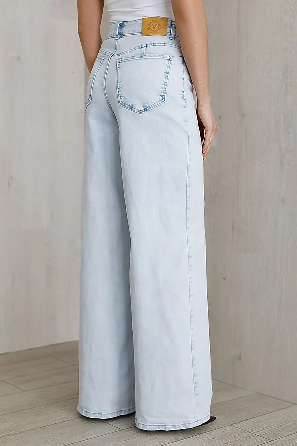Джинсы трубы c декоративной стиркой из эластичного плотного денима VILATTE, светло-голубой - фото 2