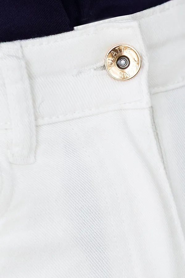 Джинсы клеш с прорезями и необработанным краем из эластичного денима средней плотности VILATTE, белый - фото 2