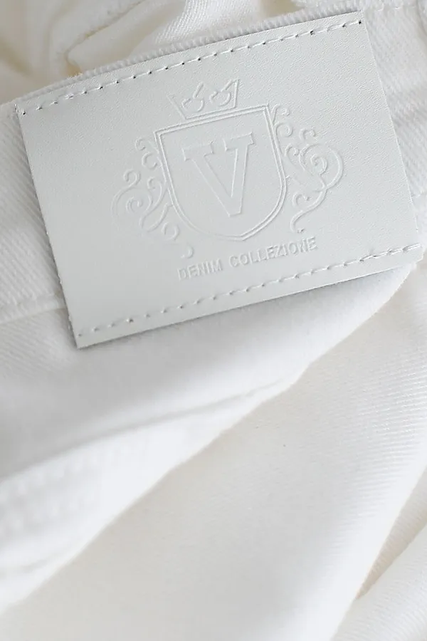 Джинсы клеш с прорезями и необработанным краем из эластичного денима средней плотности VILATTE, белый - фото 2