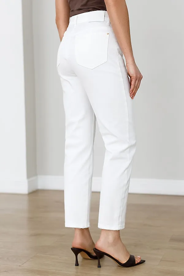 Укороченные джинсы  c декоративной стиркой из эластичного денима средней плотности VILATTE, белый - фото 2