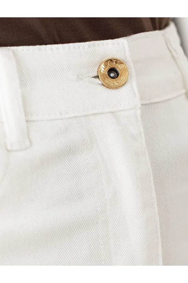 Укороченные джинсы  c декоративной стиркой из эластичного денима средней плотности VILATTE, белый - фото 2