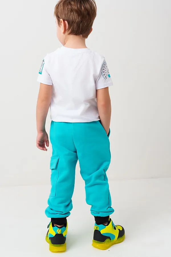 Брюки трикотажные для мальчиков PLAYTODAY, бирюзовый - фото 2