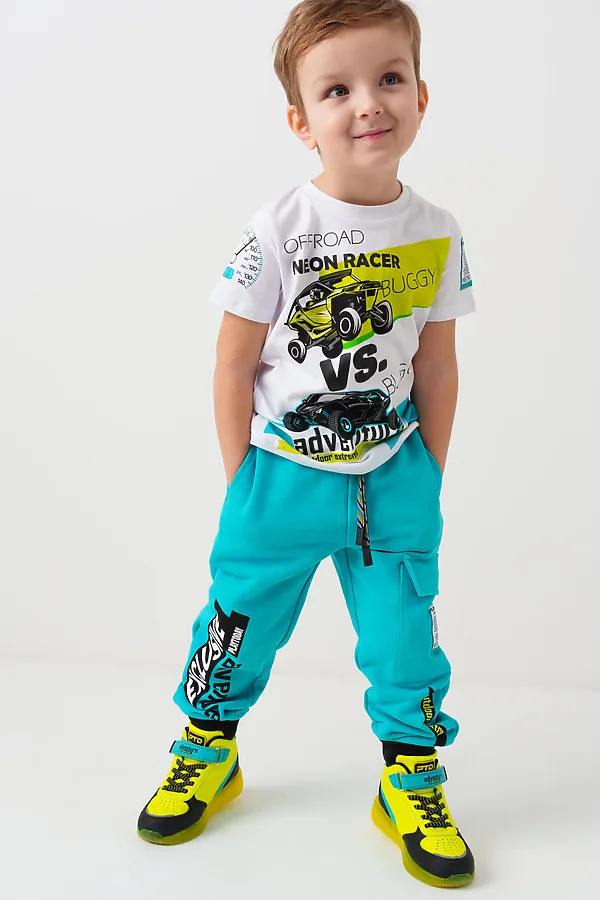 Брюки трикотажные для мальчиков PLAYTODAY, бирюзовый - фото 2