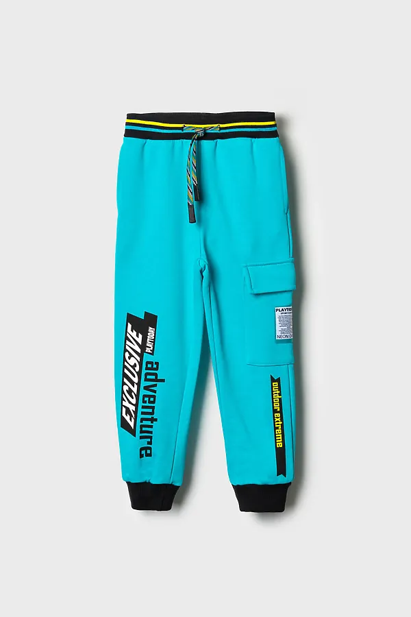 Брюки трикотажные для мальчиков PLAYTODAY, бирюзовый - фото 2