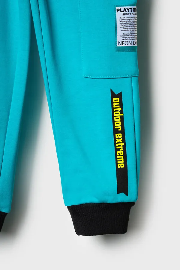 Брюки трикотажные для мальчиков PLAYTODAY, бирюзовый - фото 2