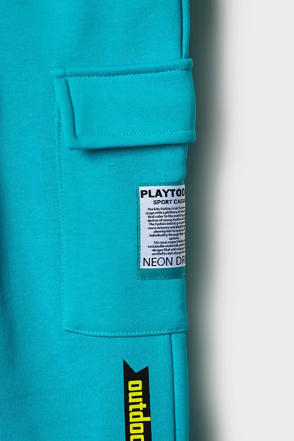 Брюки трикотажные для мальчиков PLAYTODAY, бирюзовый - фото 2