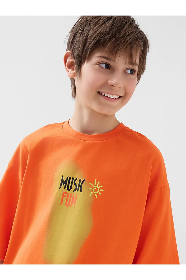Комплект трикотажный для мальчиков: фуфайка (футболка), шорты PLAYTODAY, оранжевый,черный - фото 2
