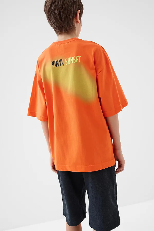 Комплект трикотажный для мальчиков: фуфайка (футболка), шорты PLAYTODAY, оранжевый,черный - фото 2