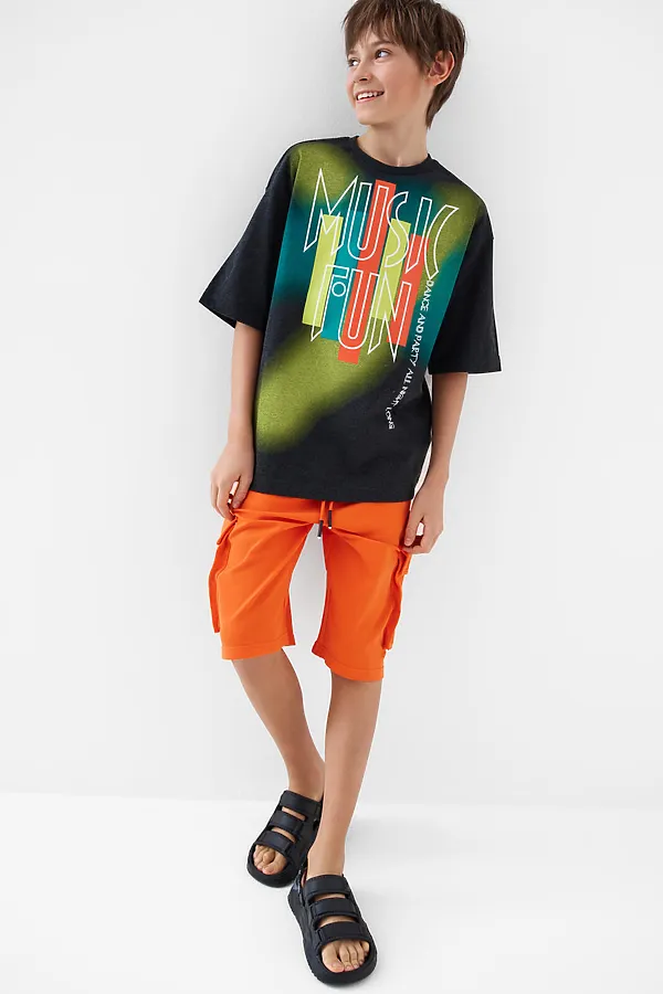 Фуфайка трикотажная для мальчиков (футболка) PLAYTODAY, черный - фото 2