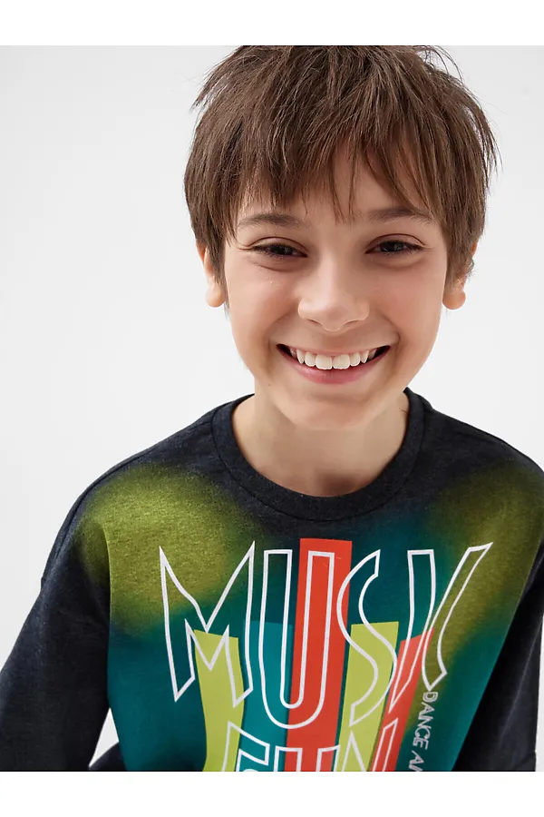 Фуфайка трикотажная для мальчиков (футболка) PLAYTODAY, черный - фото 2