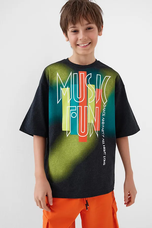 Фуфайка трикотажная для мальчиков (футболка) PLAYTODAY, черный - фото 2