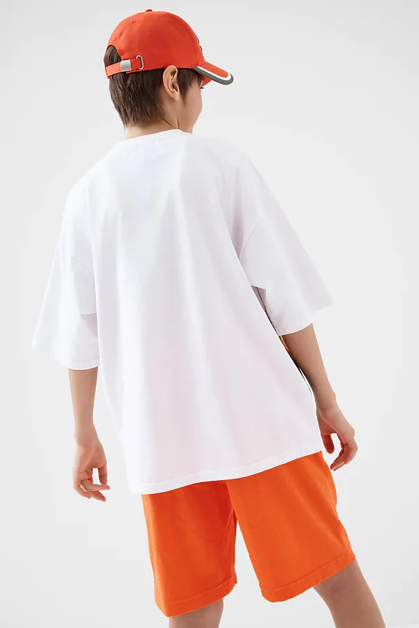 Комплект трикотажный для мальчиков: фуфайка (футболка), шорты PLAYTODAY, белый,оранжевый - фото 2