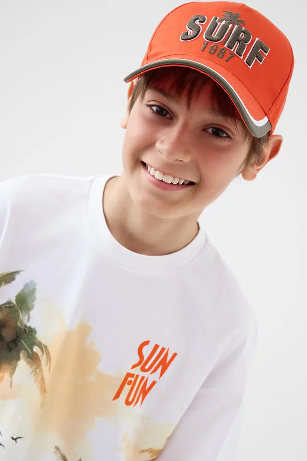 Комплект трикотажный для мальчиков: фуфайка (футболка), шорты PLAYTODAY, белый,оранжевый - фото 2