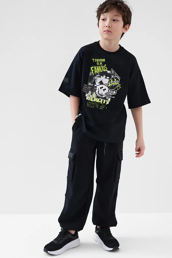 Фуфайка трикотажная для мальчиков (футболка) PLAYTODAY, черный - фото 2