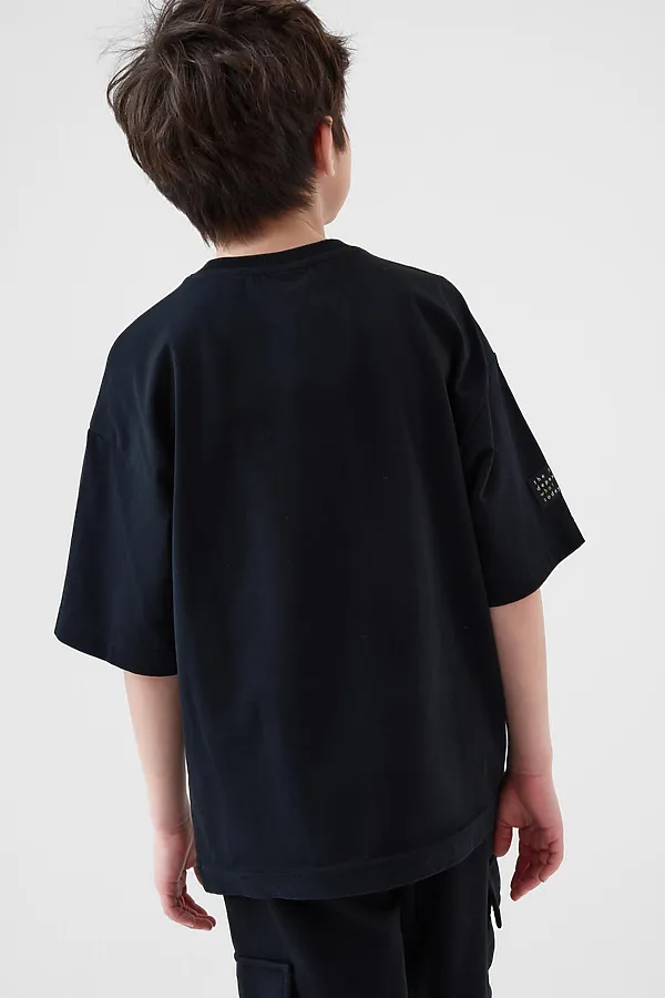 Фуфайка трикотажная для мальчиков (футболка) PLAYTODAY, черный - фото 2