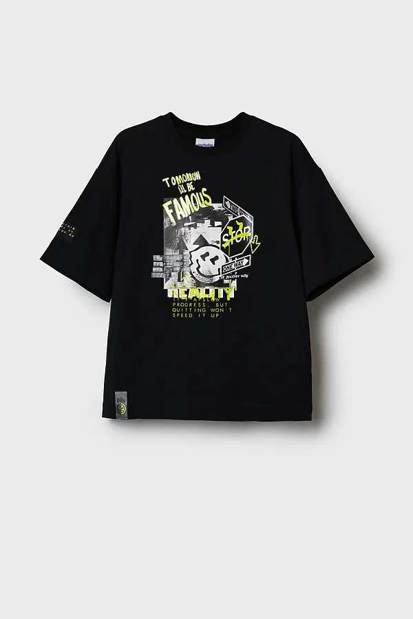 Фуфайка трикотажная для мальчиков (футболка) PLAYTODAY, черный - фото 2