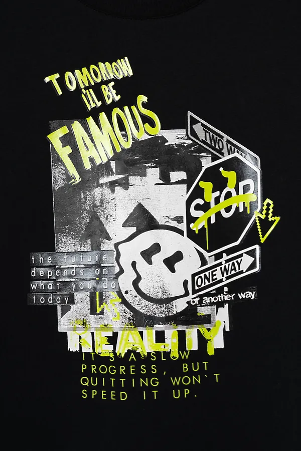 Фуфайка трикотажная для мальчиков (футболка) PLAYTODAY, черный - фото 2