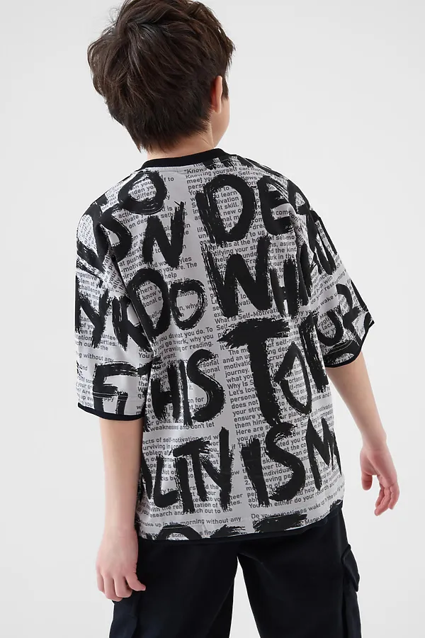 Фуфайка трикотажная для мальчиков (футболка) PLAYTODAY, черный,серый,светло-серый - фото 2