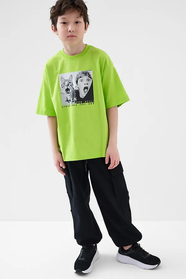 Фуфайка трикотажная для мальчиков (футболка) PLAYTODAY, светло-зеленый - фото 2