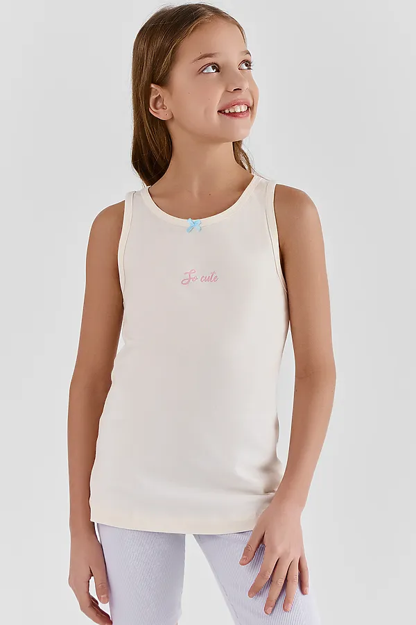 Топ для девочек (2шт) MARK FORMELLE, молочный +голубой +печать - фото 2