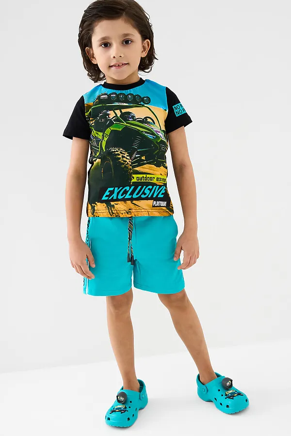 Фуфайка трикотажная для мальчиков (футболка) PLAYTODAY, черный - фото 2