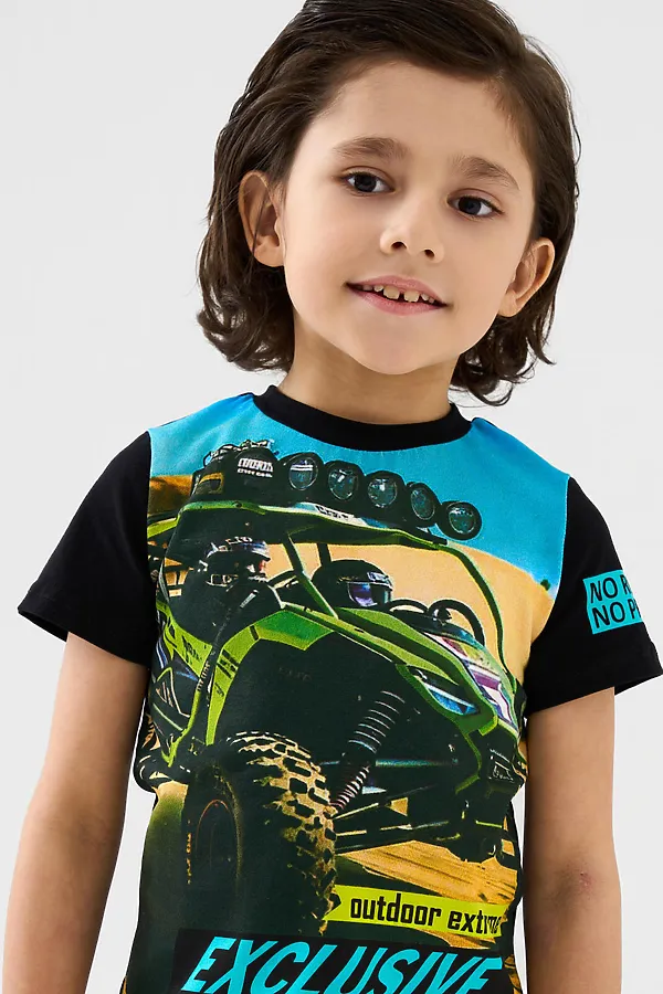 Фуфайка трикотажная для мальчиков (футболка) PLAYTODAY, черный - фото 2