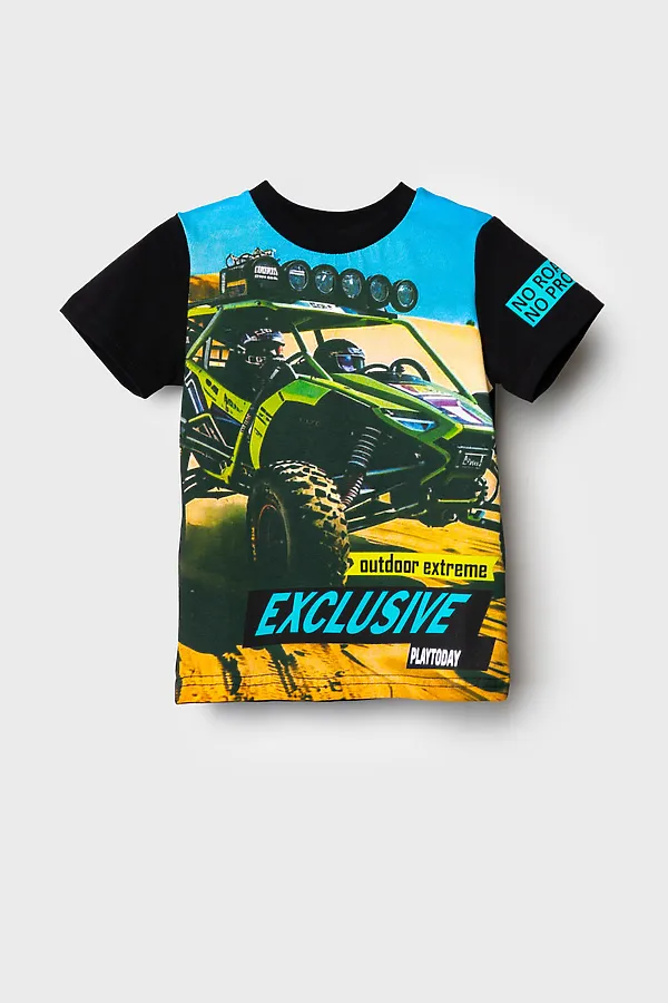 Фуфайка трикотажная для мальчиков (футболка) PLAYTODAY, черный - фото 2