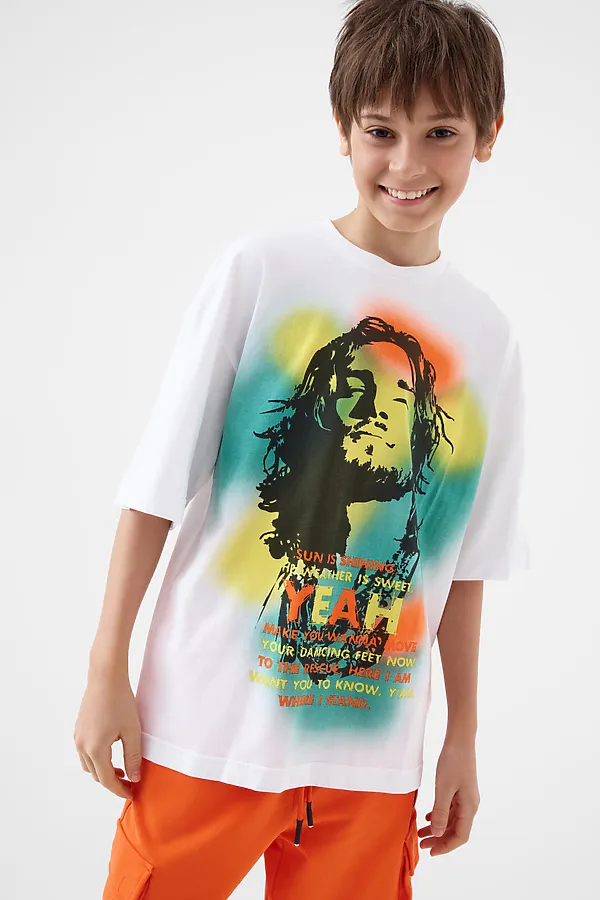 Фуфайка трикотажная для мальчиков (футболка) PLAYTODAY, белый - фото 2