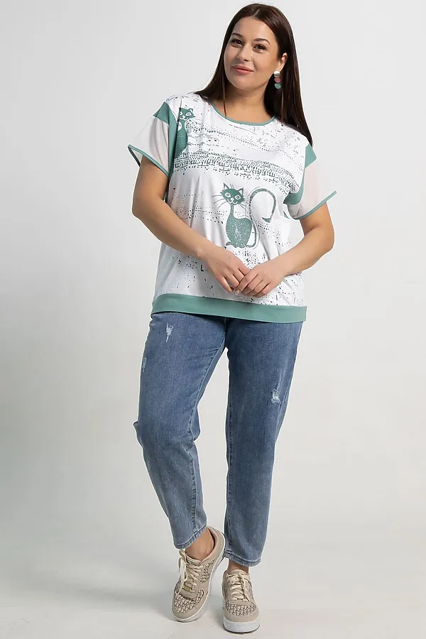 Блуза Алтея LADY TAIGA, белая/олива - фото 2