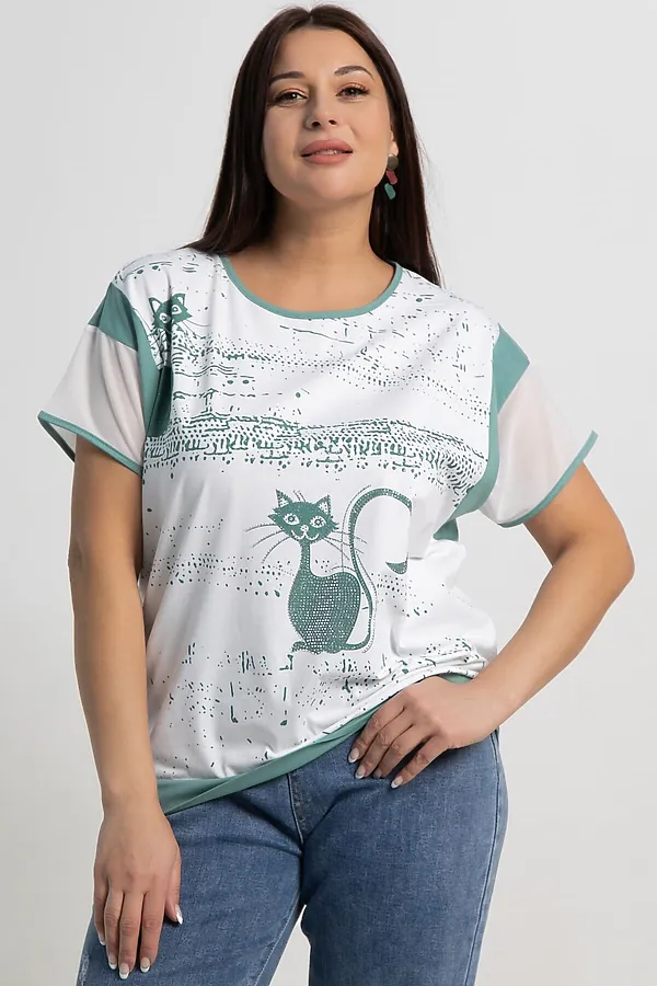 Блуза Алтея LADY TAIGA, белая/олива - фото 2