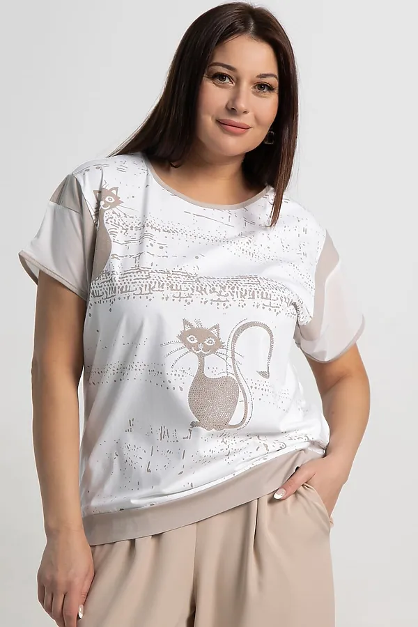 Блуза Алтея LADY TAIGA, белая/бежевый - фото 2