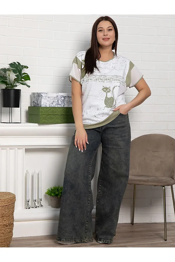 Блуза Алтея LADY TAIGA, белая/хаки - фото 2