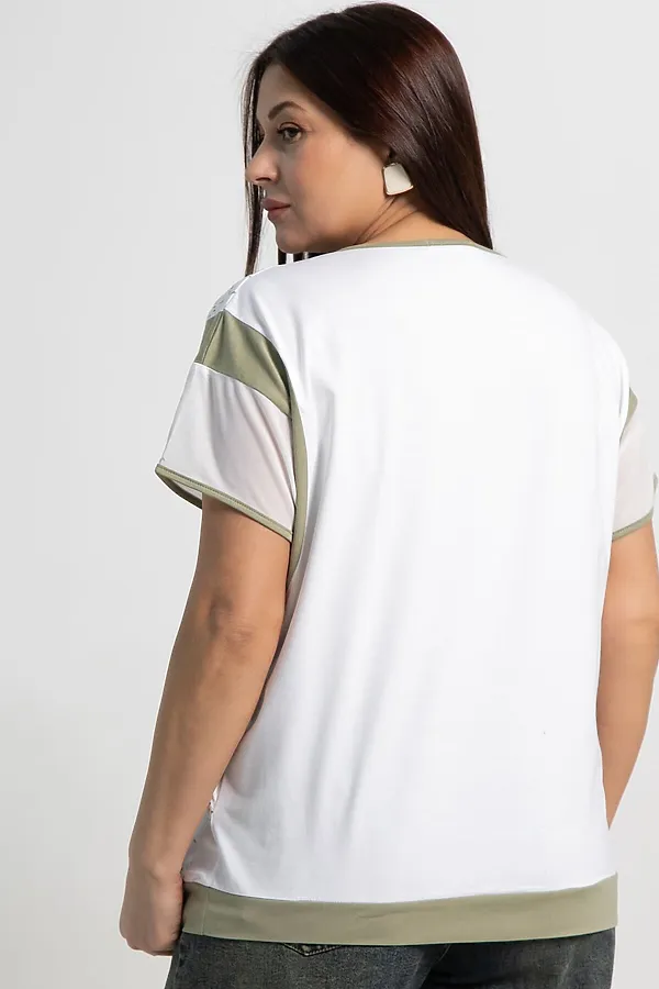 Блуза Алтея LADY TAIGA, белая/хаки - фото 2