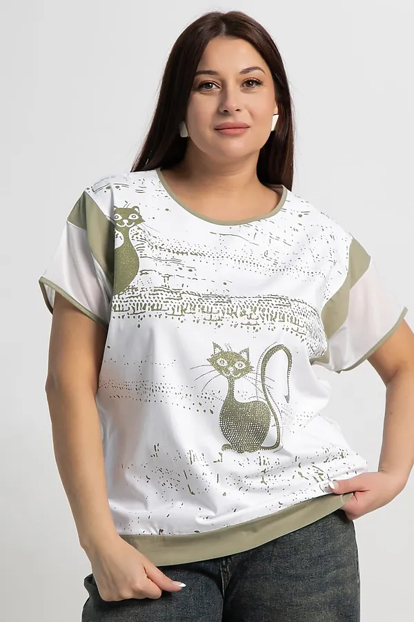 Блуза Алтея LADY TAIGA, белая/хаки - фото 2