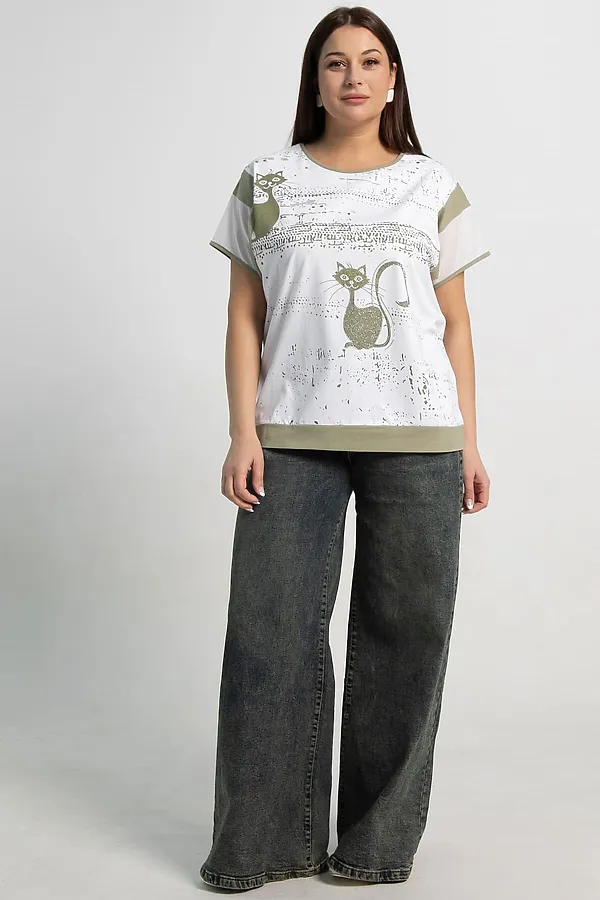 Блуза Алтея LADY TAIGA, белая/хаки - фото 2