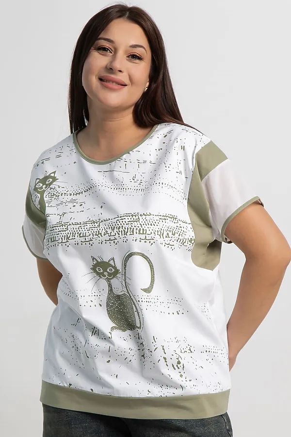 Блуза Алтея LADY TAIGA, белая/хаки - фото 2