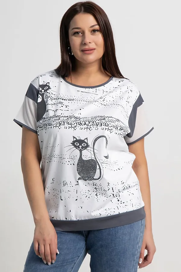 Блуза Алтея LADY TAIGA, белый/графит - фото 2