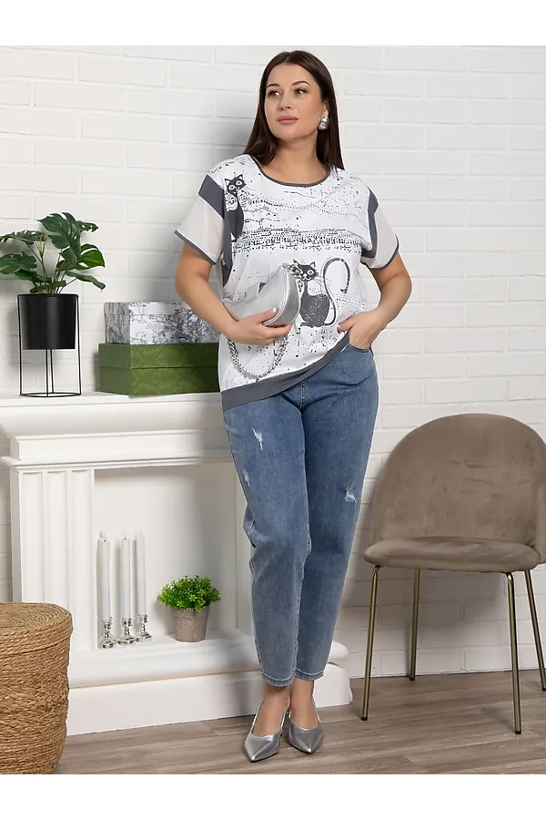 Блуза Алтея LADY TAIGA, белый/графит - фото 2