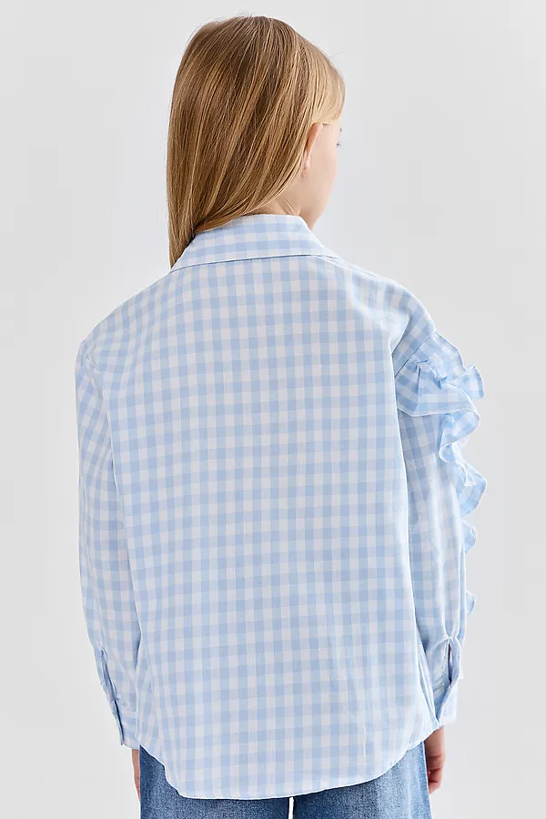 Рубашка для девочек MARK FORMELLE, голубая клетка - фото 2