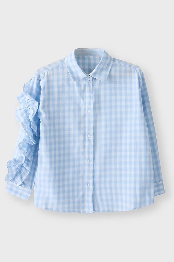 Рубашка для девочек MARK FORMELLE, голубая клетка - фото 2