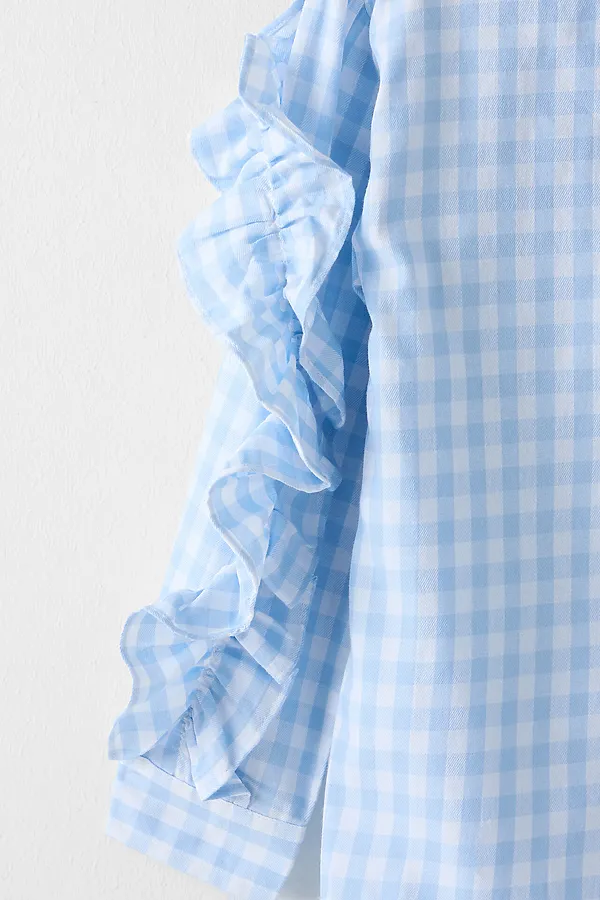 Рубашка для девочек MARK FORMELLE, голубая клетка - фото 2