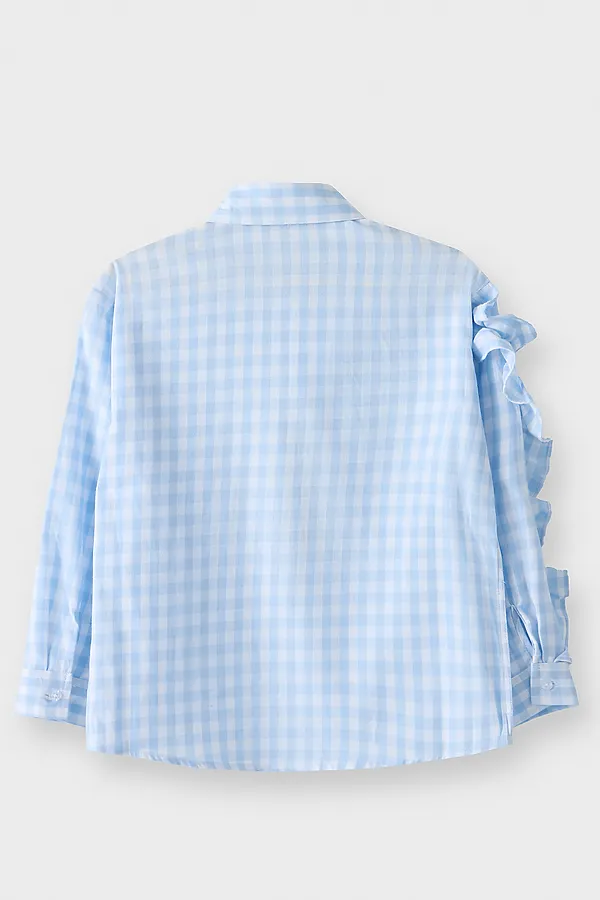 Рубашка для девочек MARK FORMELLE, голубая клетка - фото 2