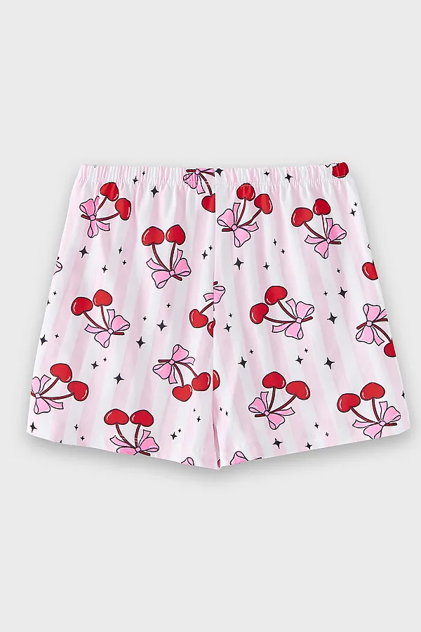 Комплект для девочек (рубашка, шорты) MARK FORMELLE, вишенки на полоске - фото 2