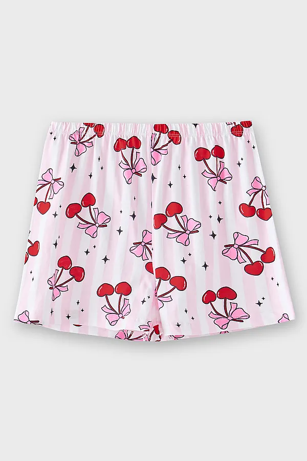 Комплект для девочек (рубашка, шорты) MARK FORMELLE, вишенки на полоске - фото 2